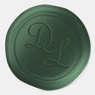 Adesivo Redondo Hunter Green 2 - Letra Monogramas Cera Selo