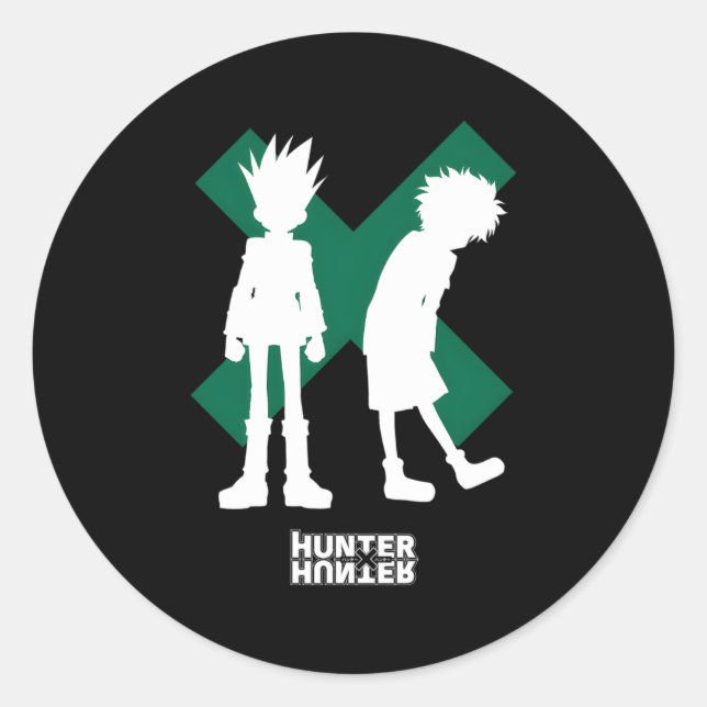 Adesivo Redondo Hunter X Hunter Gon Freecss E Ua Silhouettes (Frente)