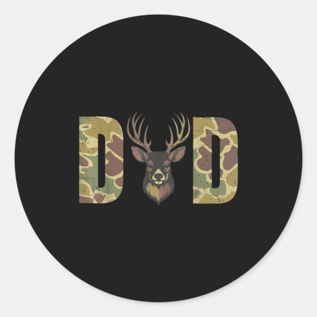 Adesivo Redondo Hunting Dad Camo Deer Hunting Gift From Son Daught (Frente)