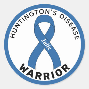 Adesivo Redondo Huntington's Disease Warrior Ribbon White