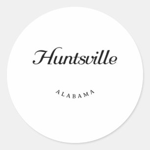 Adesivo Redondo Huntsville Alabama Black Font
