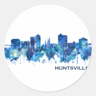 Adesivo Redondo Huntsville Alabama Skyline Blue