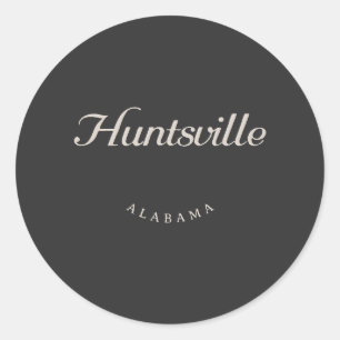 Adesivo Redondo Huntsville Alabama White Font