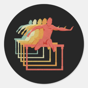 Adesivo Redondo Hurdles Hurdling Running Atletas Runner