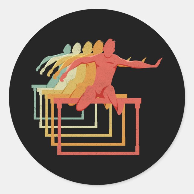 Adesivo Redondo Hurdles Hurdling Running Atletas Runner (Frente)