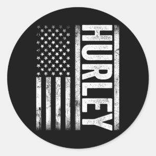 Adesivo Redondo Hurley Ky Vintage Norte-Americano Bandeira Retro F