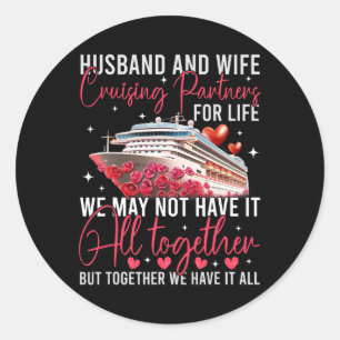 Adesivo Redondo Husbynd Wife Cruising Aniversário Trip 2025 Honeym