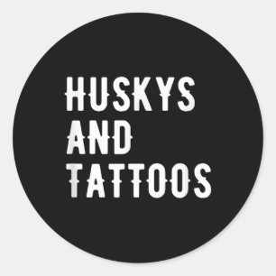 Adesivo Redondo Huskys E Tattoos Proprietário Do Rouco Cachorro In