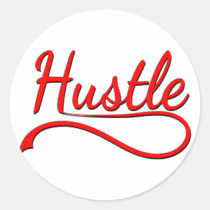 Adesivo Redondo Hustle Typografia Art