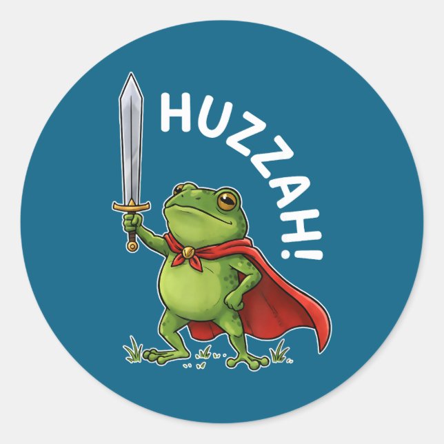 Adesivo Redondo Huzzah Frog Knight Funny Sword Meme Frog Quote Men (Frente)