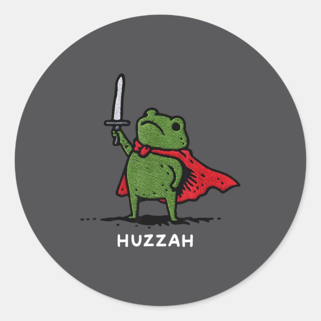 Adesivo Redondo Huzzah Frog Knight Funny Sword Meme Quote  (Frente)