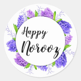 Adesivo Redondo Hyacinth Wreath Happy Noroz Roxo Ano Novo
