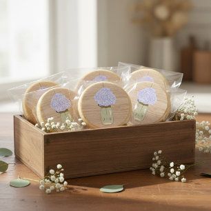 Adesivo Redondo Hydrangea azul pálida e Chá de panela do Jar Mason