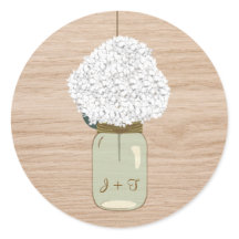 Hydrangea branca e Chá de panela Mason Jar Country