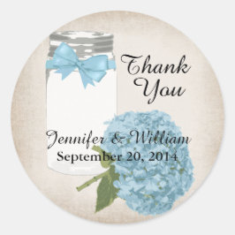 Adesivo Redondo Hydrangea e Mason Jar Wedding Favor Sticker