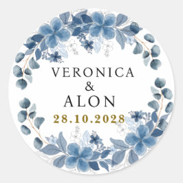 Adesivo Redondo Hydrangea Elegant White Rose Floral Wedding 