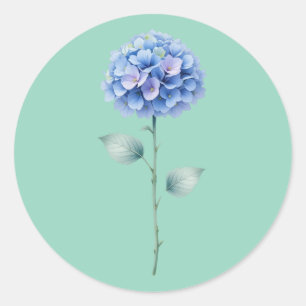 Adesivo Redondo Hydrangea Floral de Aquarela Minimalista