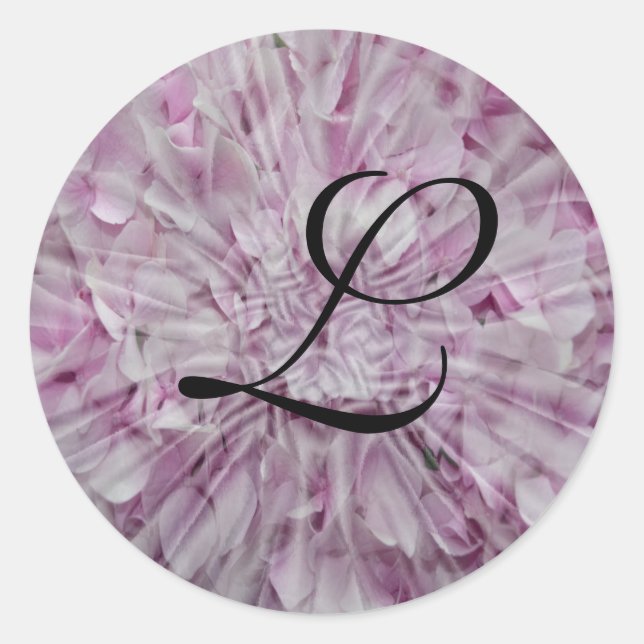 Adesivo Redondo Hydrangea Monogramas Selos de Envelope Rosa (Frente)