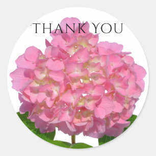 Adesivo Redondo Hydrangea rosa, floral romântico