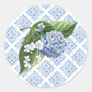 Adesivo Redondo Hydrangeas Blue Envelope Seals