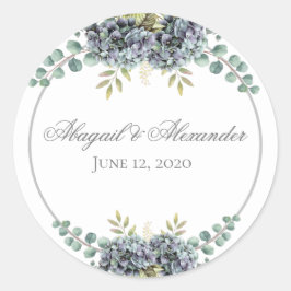 Adesivo Redondo Hydrangeas Purplas, Eucalyptus Round Sticker