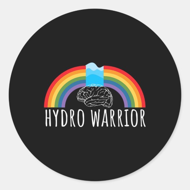 Adesivo Redondo Hydro Warrior Hidrocephalus Sensibilização Cérebro (Frente)