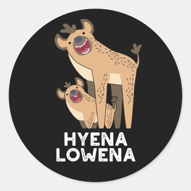 Adesivo Redondo Hyena Lowena Funny Animal Hyena Pun Dark BG (Frente)