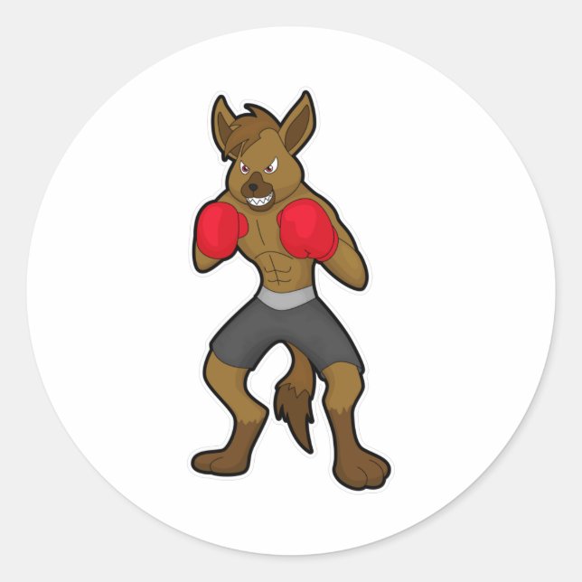 Adesivo Redondo Hyena no Boxing com luvas in a box (Frente)