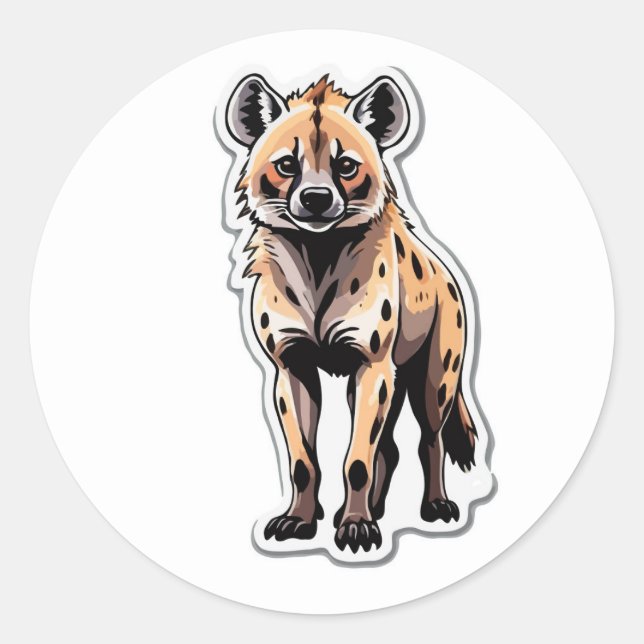 Adesivo Redondo Hyena Sticker - Solte a vida selvagem (Frente)