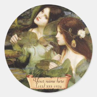 Adesivo Redondo "Hylas e Ninfas" Pré-Raphaelite Bookplate