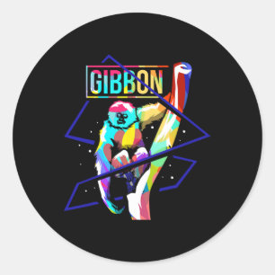 Adesivo Redondo Hylobatos Incríveis Menores Ape Gibbons Mo