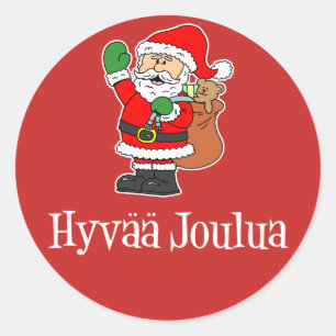 Adesivo Redondo Hyvaa Joulua Papais noeis finlandeses de Natal Ver