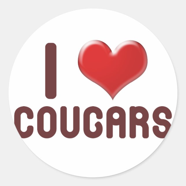 Adesivo Redondo I <3 Cougars (Frente)