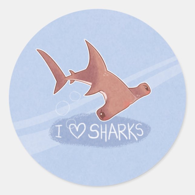 Adesivo Redondo I <3 Sharks: Hammerhead (Frente)