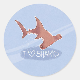 Adesivo Redondo I <3 Sharks: Hammerhead