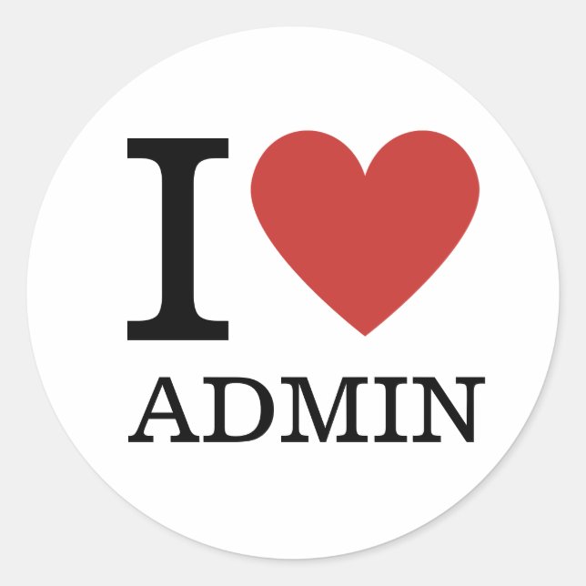 Adesivo Redondo I ❤️ Admin - Admin Departament STICKER (Frente)