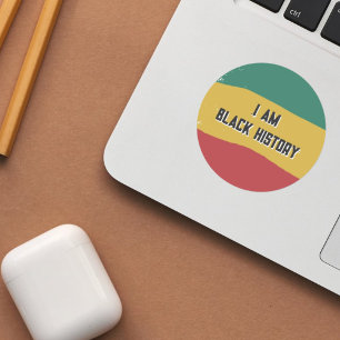 Adesivo Redondo I Am Black History Flag Sticker