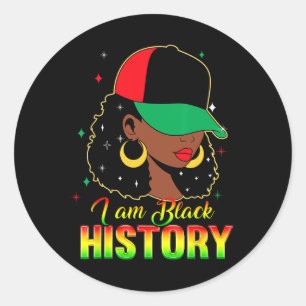 Adesivo Redondo I Am Black History Month Vin Girl Black Women Ce