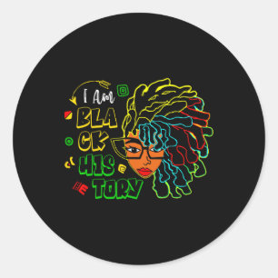Adesivo Redondo I Am Black History Month Vin Girl Black Women Ce