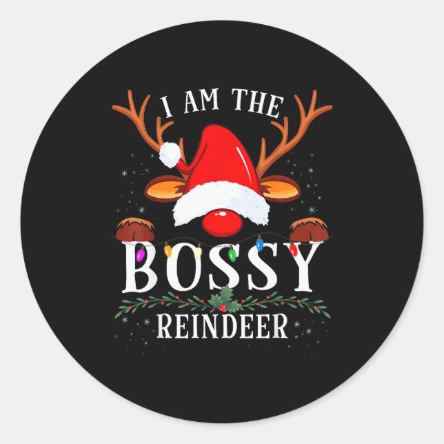 Adesivo Redondo I Am The Bossy Reindeer Christmas Family  (Frente)