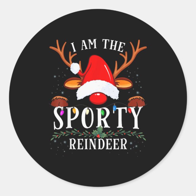 Adesivo Redondo I Am The Srty Reindeer Christmas Family  (Frente)