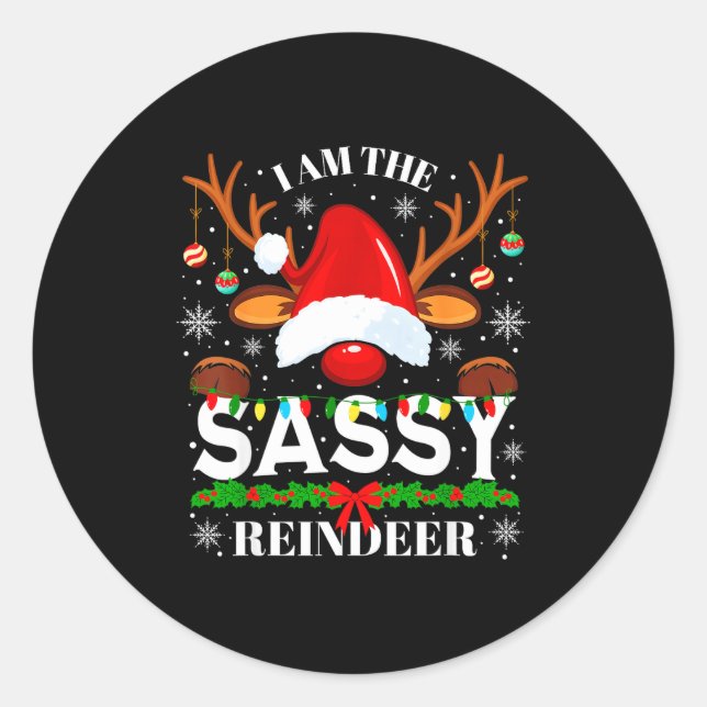 Adesivo Redondo I Am The Sy Reindeer Funny Christmas Xmas Men Wome (Frente)