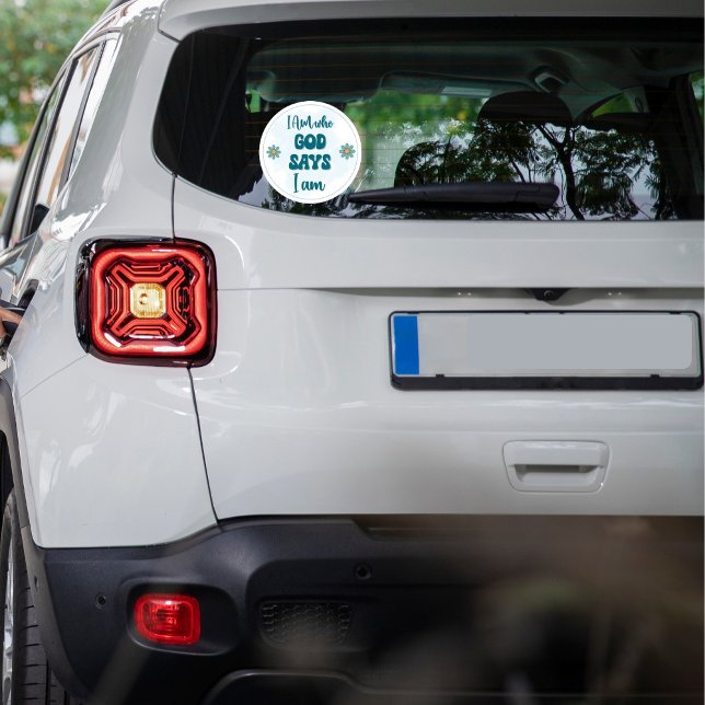 Adesivo Redondo I Am Who God Says I Am Faith-based Inspirational  (Criador carregado)