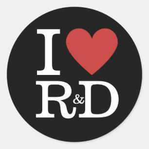 Adesivo Redondo I ❤️ Amo P&D (para funcionários) PERSONALIZÁVEL