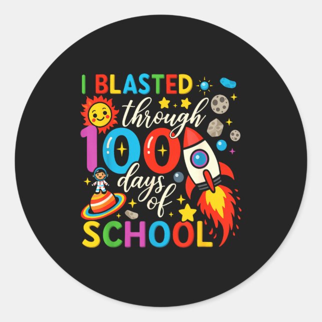 Adesivo Redondo I Blasted Through 100 Days Of School Celebration  (Frente)