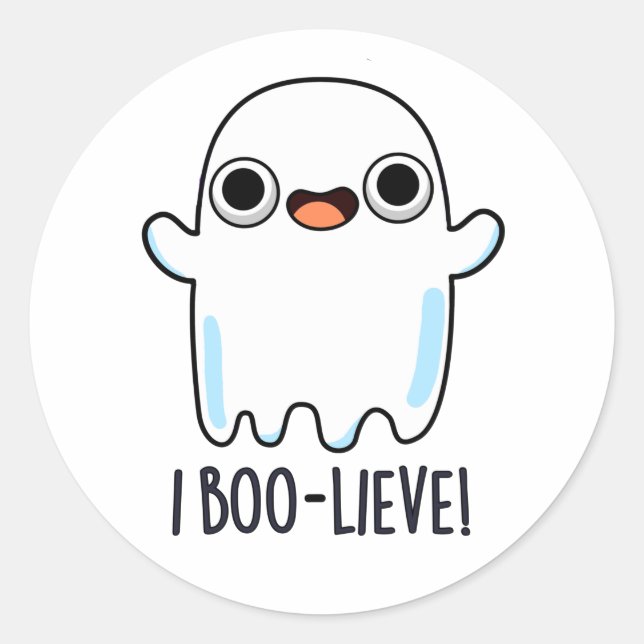 Adesivo Redondo I Boo-lieve Funny Positive Ghost Pun (Frente)