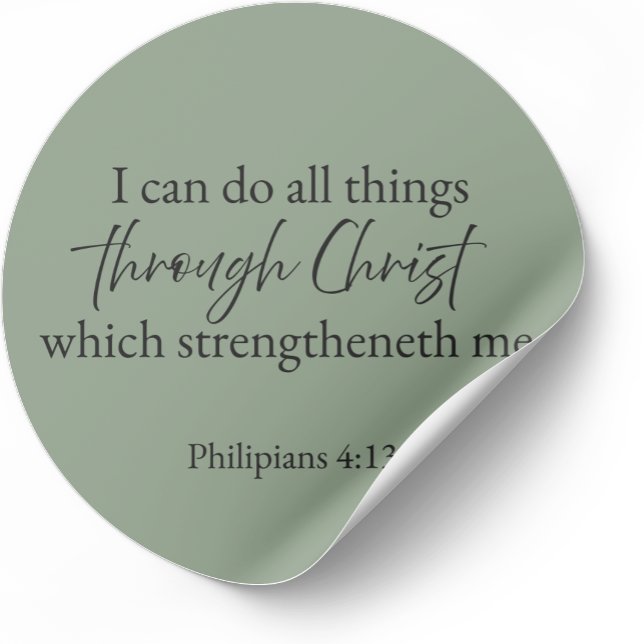 Adesivo Redondo I Can Do All Things Philippians 4:13 Christian (Minimalist Bible verse sticker — Philippians 4:13)