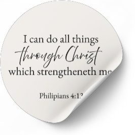Adesivo Redondo I Can Do All Things Philippians 4:13 Christian 