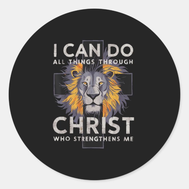 Adesivo Redondo I Can Do All Things Through Christ  (Frente)