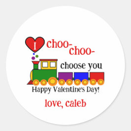Adesivo Redondo I choo-choo Valentine's Day Kid's Name
